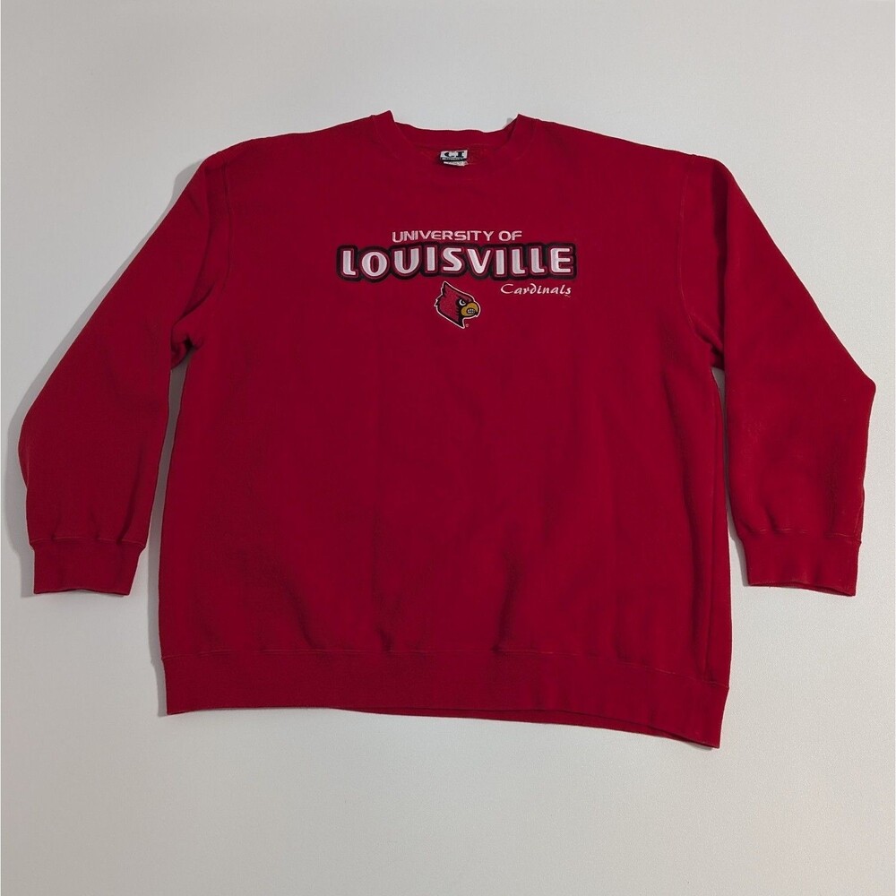 Vintage Louisville Cardinals Sweatshirt Mens Large Red Embroidered Y2K CI Sport